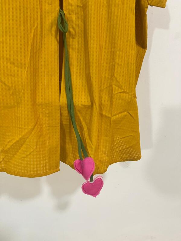 Ishq's Small Anti-fit with Back Open & Tie - Mustard Woven