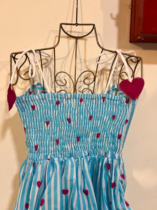 Fitoor's Gentle Scrunch Tube Top - White & blue Stripes with Hearts