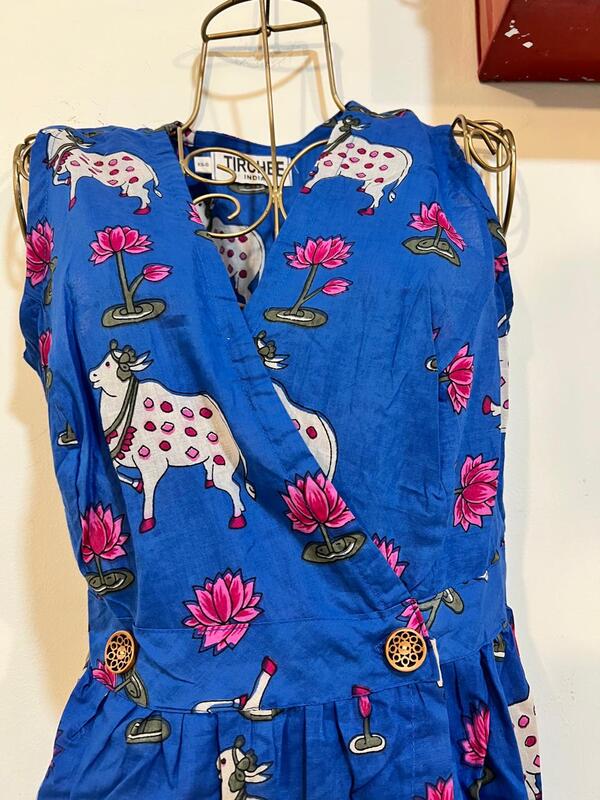 Diya's Sleeve-Less Wrap Dress - Blue & Pichwai