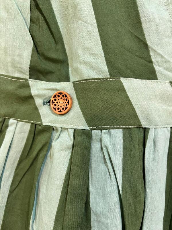 Diya's Sleeve-Less Wrap Dress - Green & Green Stripes