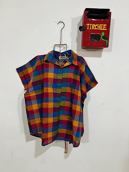 Ishq's Small Anti-fit with Back Open & Tie - Madras Checks - Yellow Hues