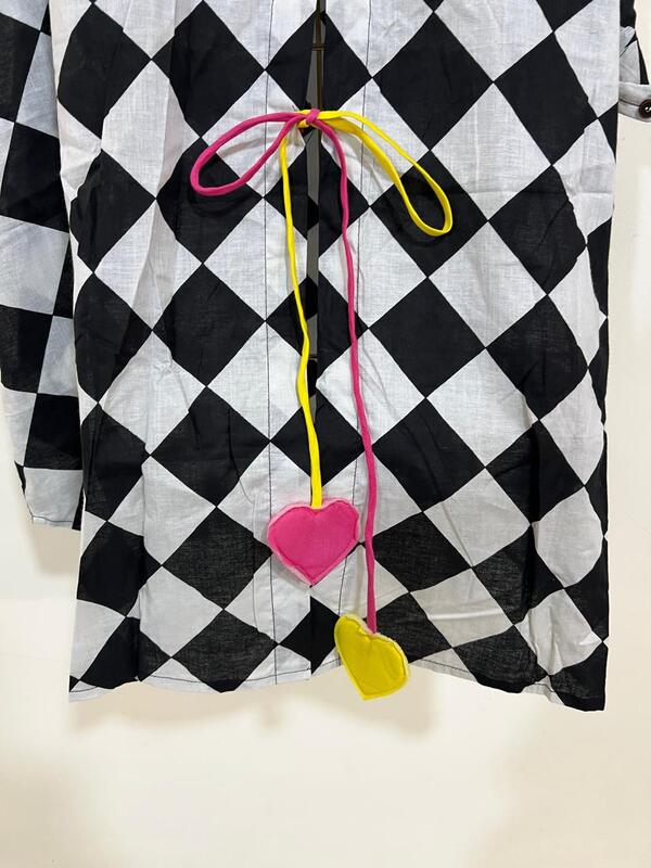 Ishq's Small Anti-fit with Back Open & Tie - Black & White Check Board