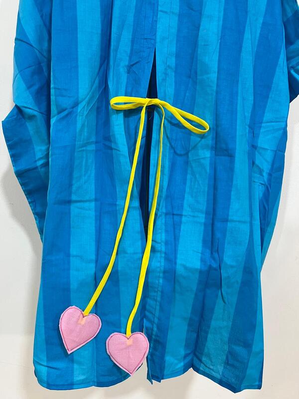 Ishq's Small Anti-fit with Back Open & Tie - Blue & Blue Stripes