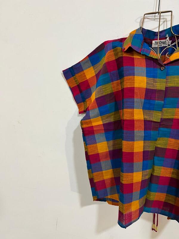 Ishq's Small Anti-fit with Back Open & Tie - Madras Checks - Yellow Hues