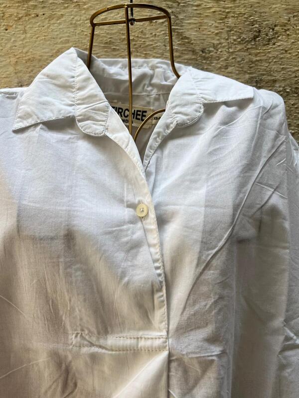 Meera's Flare collared dress - White & Colourful Leaves