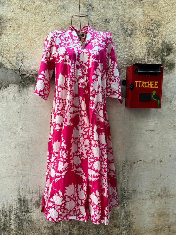 Amara's Everyday Flare Dress  - Pink & Flowers