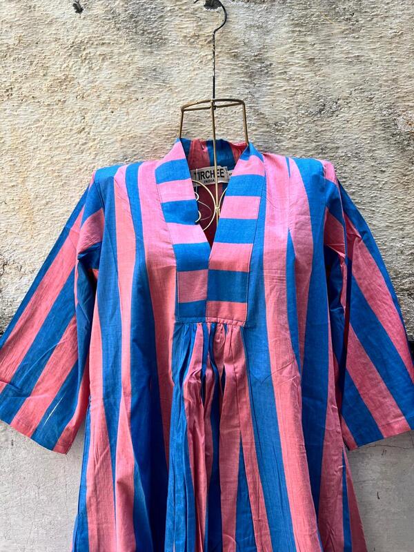 Amara's Everyday Flare Dress - Pink & Blue Stripes