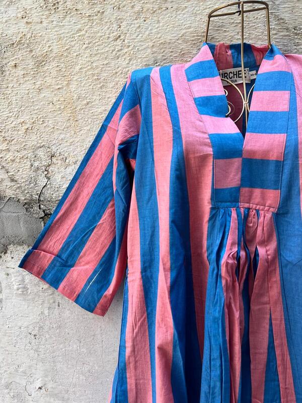 Amara's Everyday Flare Dress - Pink & Blue Stripes