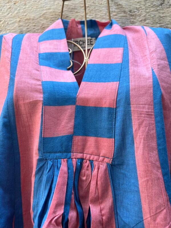 Amara's Everyday Flare Dress - Pink & Blue Stripes