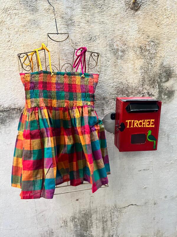 Vasanthi's Tube Top in Madras Checks - Green Hues