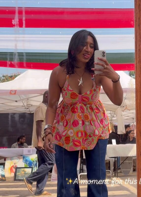 Yasmin's Tube Top - Scrunch & band + Button down - green pomogranates