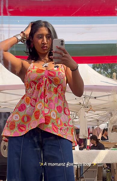 Yasmin's Tube Top - Scrunch & band + Button down - green pomogranates