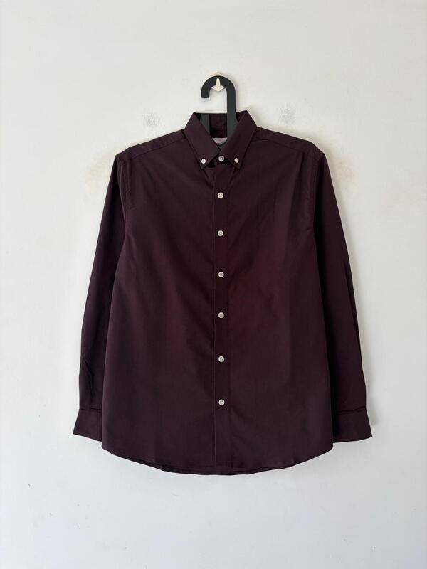 Galaxy plum linen-oxford shirt