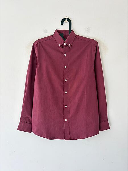 Crimson berry linen-oxford shirt