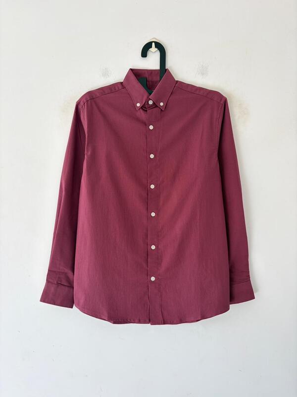 Crimson berry linen-oxford shirt