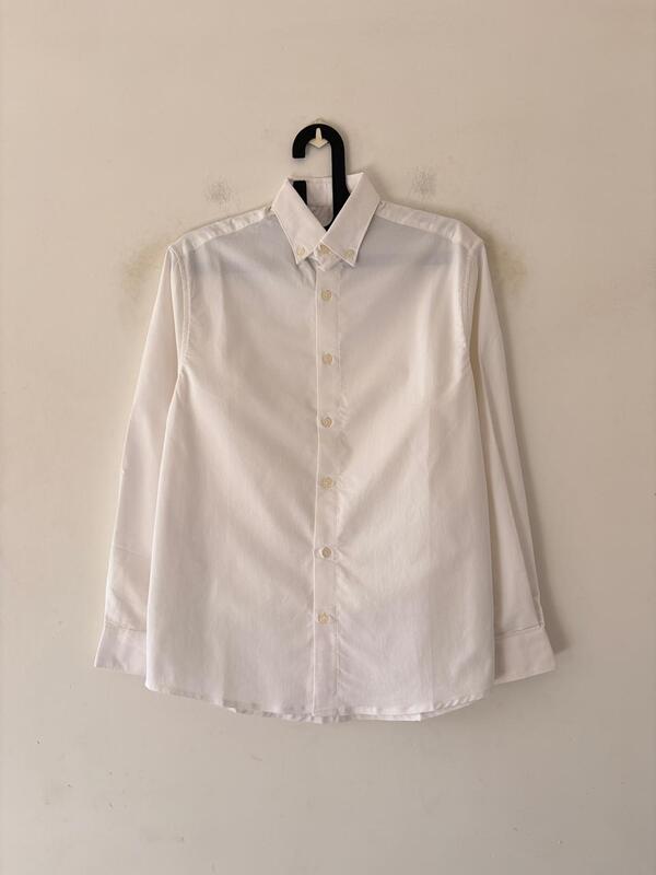 Pearl white linen-oxford shirt