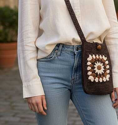 Granny Square Small Mobile Bag