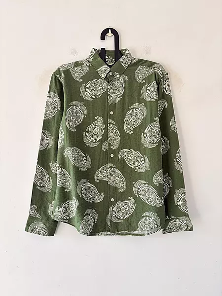 Juniper moss paisley printed shirt