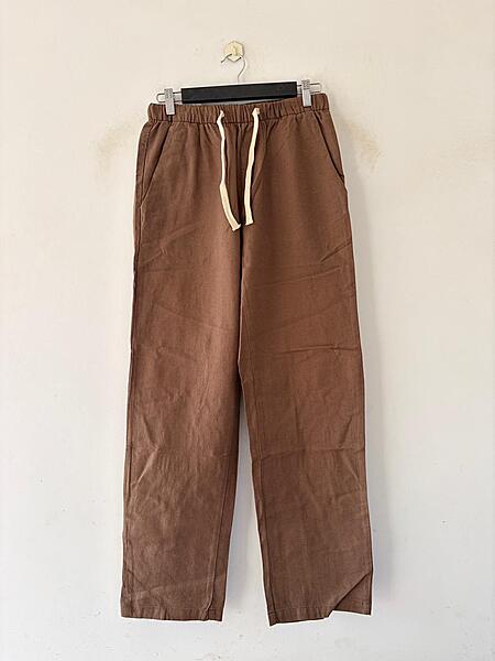 Rust clay relaxed-fit linen pants