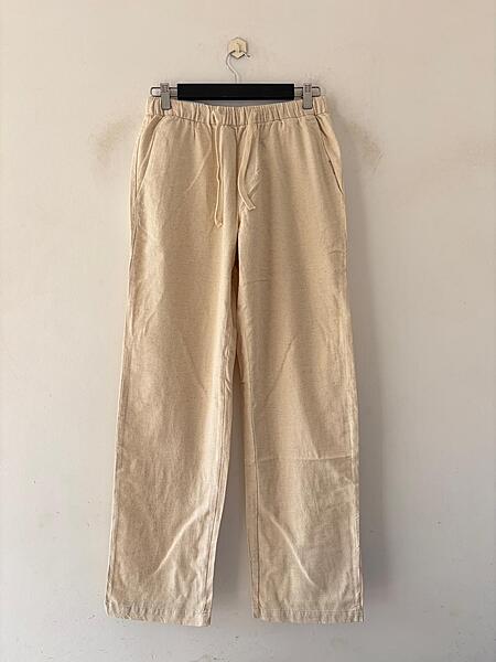 Off-white relaxed-fit linen pants