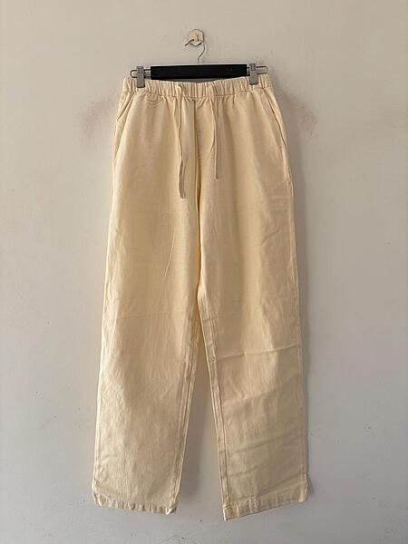 Buttercream relaxed-fit linen pants