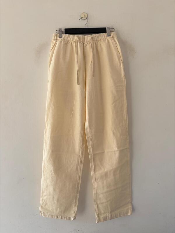 Buttercream relaxed-fit linen pants