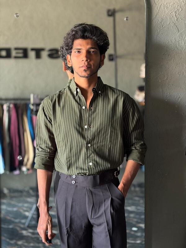 Verdant moss stripes shirt