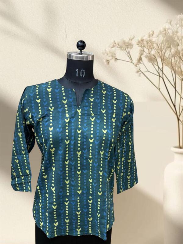 Indigo Green Cotton Short Top