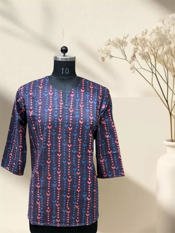 Indigo Peach Cotton Short Top