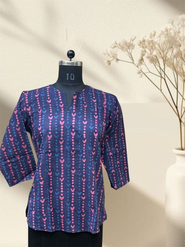 Indigo Pink Cotton Short Top