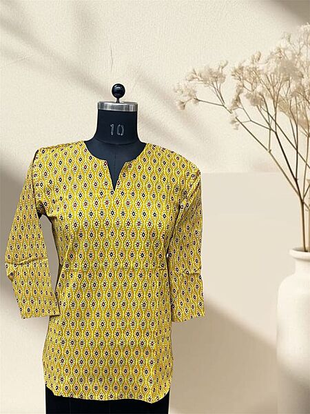 Mustard Yellow Cotton Short Top