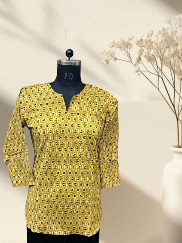 Mustard Yellow Cotton Short Top