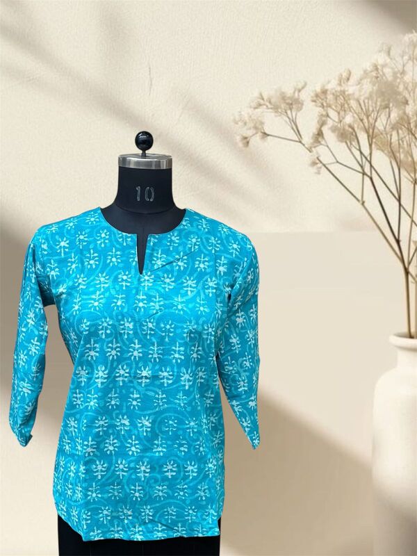 Firozi Dabu Cotton Short Top