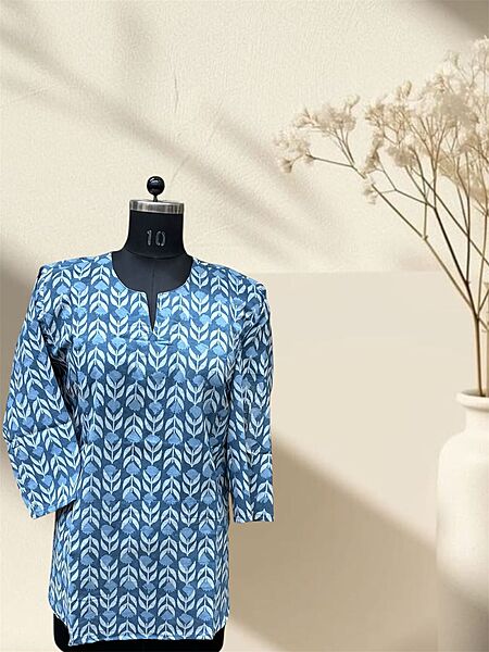 Grey Dabu Cotton Short Top