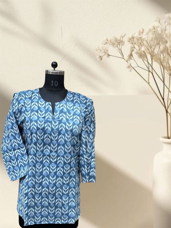 Grey Dabu Cotton Short Top