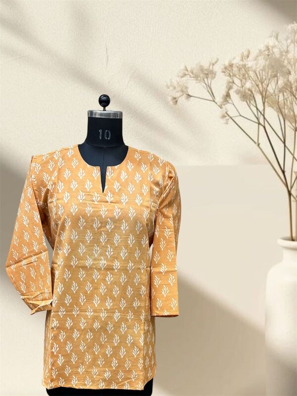 Orange Dabu Cotton Short Top