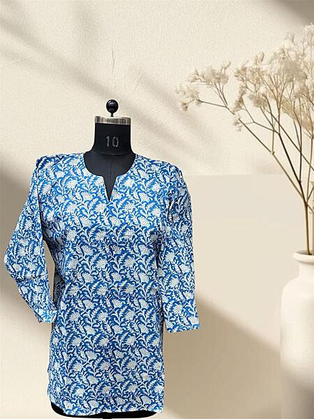 Blue Gamthi Cotton Short Top