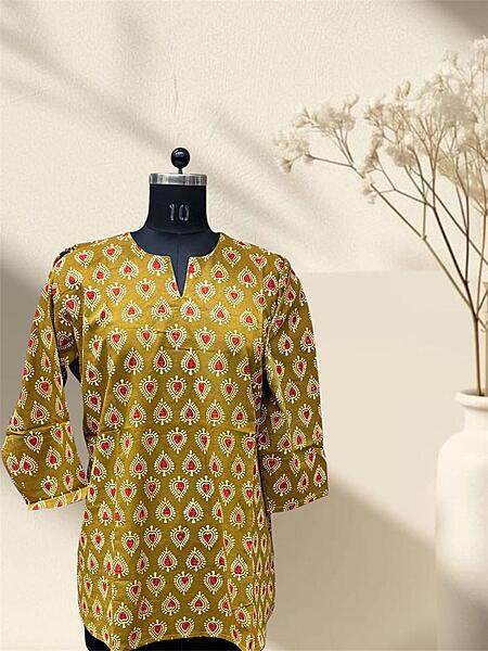 Olive Gamthi Cotton Short Top