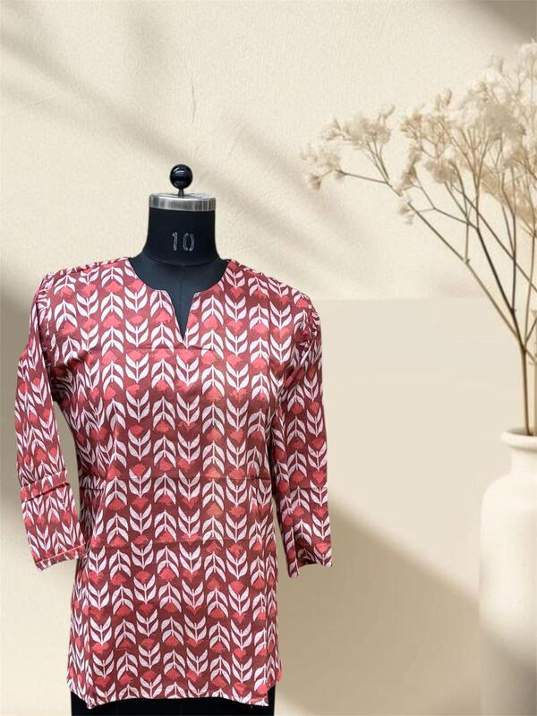 Pink Dabu Cotton Short Top