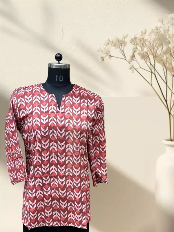 Pink Dabu Cotton Short Top