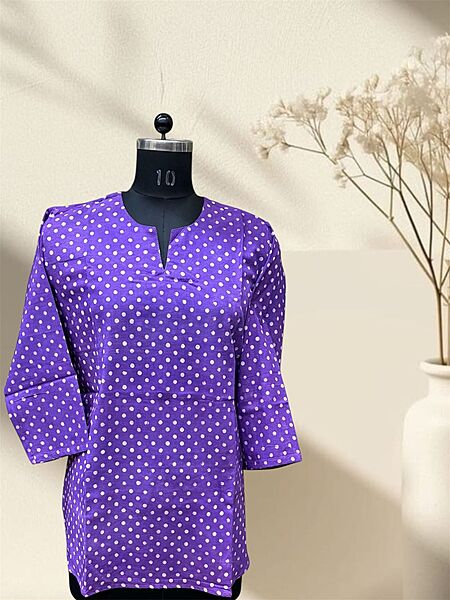 Purple Polka Cotton Short Top