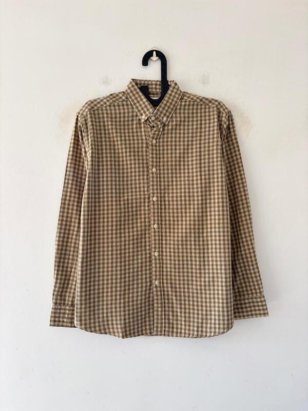 Sand khaki micro check shirt