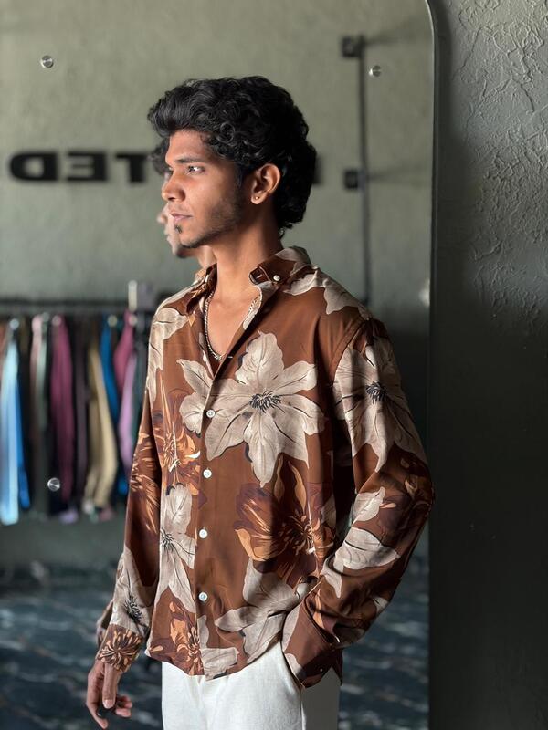 Cocoa earth floral viscose shirt