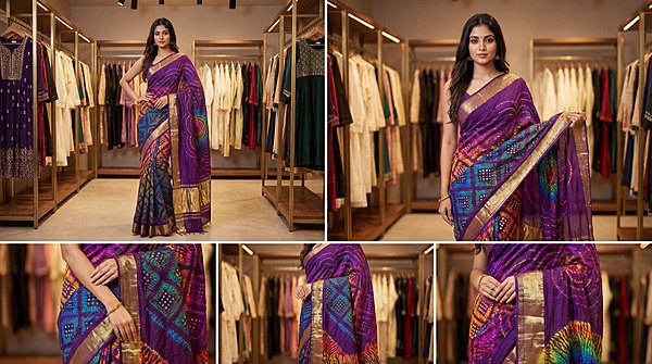 Kala Sanskruti Golden Multi Color Pure Gaji Silk Bandhani Saree 6.5M with Blouse Piece Elegant Traditional Wear Saree for Women