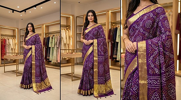 Kala Sanskruti All Over Magenta Color Pure Gaji Silk Bandhani Saree 6.5M with Blouse Piece Elegant Traditional Wear Saree for Women