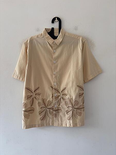 Cream floral embroidered shirt
