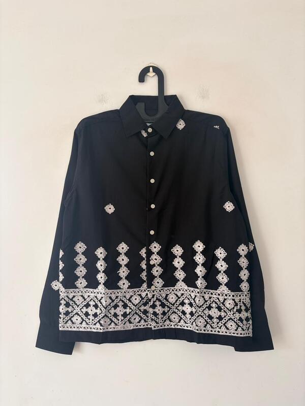 Midnight onyx embroidered shirt