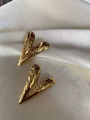 Textured Chevron Statement Earrings