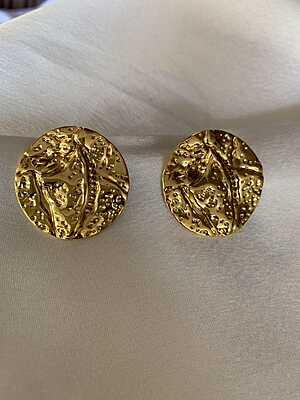 Molten Gold Textured Disc Earrings Molten Gold Textured Disc Earrings
