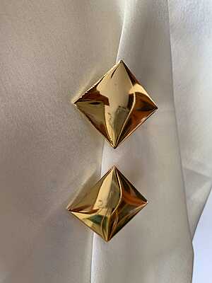 Golden Pyramid Stud Earrings